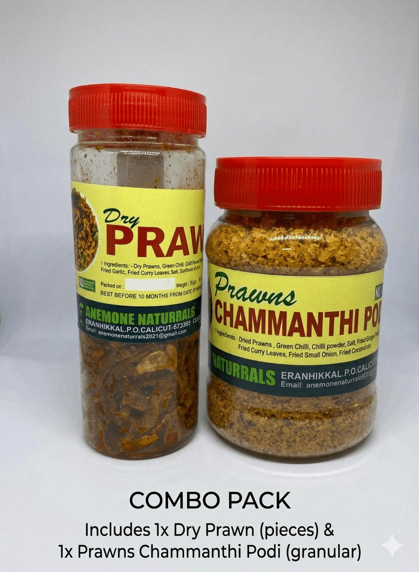 Anemone Naturals Dry Prawns Roast – Spicy Ready-to-Eat Seafood Snack, 75 gm-Combo Pack view 2
