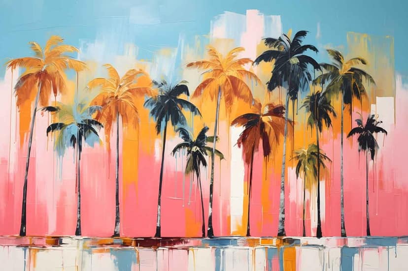 VIBRANT TROPICAL PALM TREES WALLART 24in X 16in WITH BLACK FRAME view 2