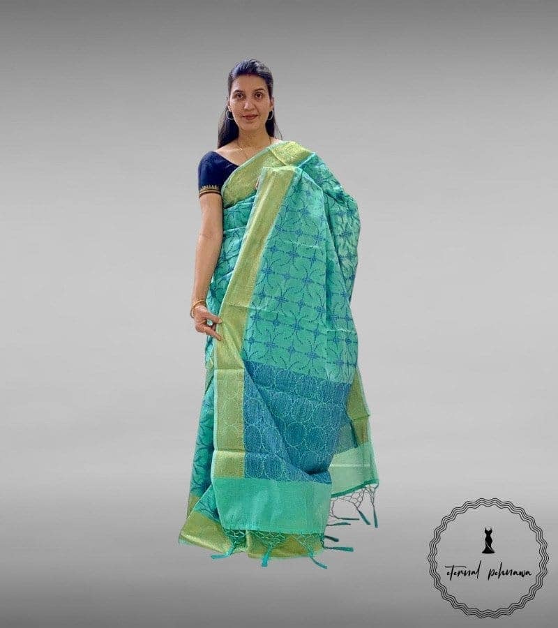 Banarasi Cotton Saree With Zari Work In Attractive Colours view 2