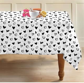 AIRWILL 100% Cotton Printed Pattern 8 Seater Rectangle Table Cover Sized, 56x95 inches (Black,White, Pack of 1)
