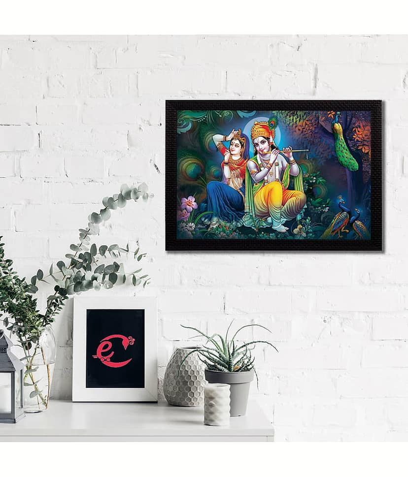 eCraftIndia Multicoloured Radha Krishna UV Wall Art view 2