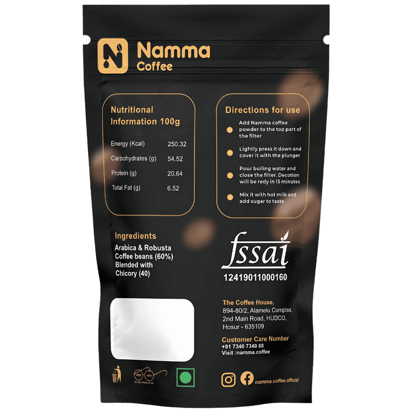 Namma Coffee - Chicory Blend Filter Coffee Powder - 70% Coffee, 30% Chicory | Authentic South Indian Filter Coffee | Freshly Roasted, Strong And Aromatic view 2