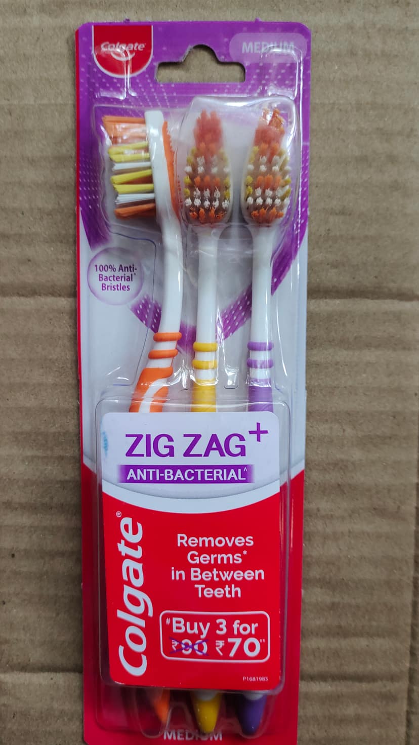 Colgate Toothbrush Medium Zig Zag Anti bacterial buy 3 for 70