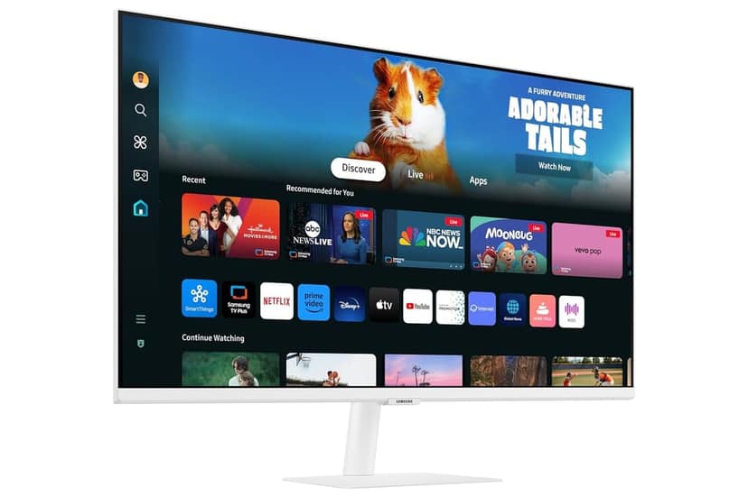 Samsung 27" (68.6cm) M5 Smart Monitor with Smart TV Experience|FHD 1920 x 1080|Bezeless|OTT Apps|IoT Hub|Office 365|Workout Tracker|Speakers|Remote|Wi-Fi|Bluetooth|LS27DM501EWXXL|White