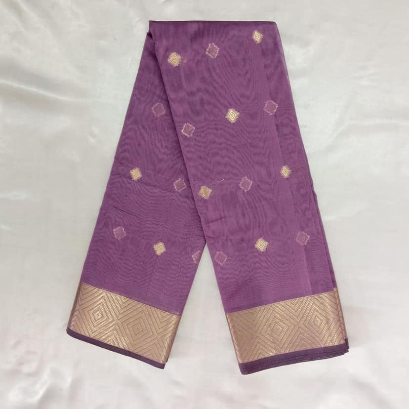 Silk Cotton Saree with Blouse - Twilight lavender view 2