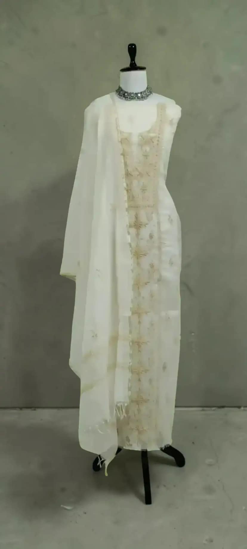 Lucknow Chikankari Hand-Embroidered Mul Cotton Dress Material