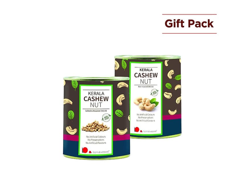 Special Gift Pack of Kerala Cashews – (500 gm Unroasted and 500 gm Roasted & Salted) view 2