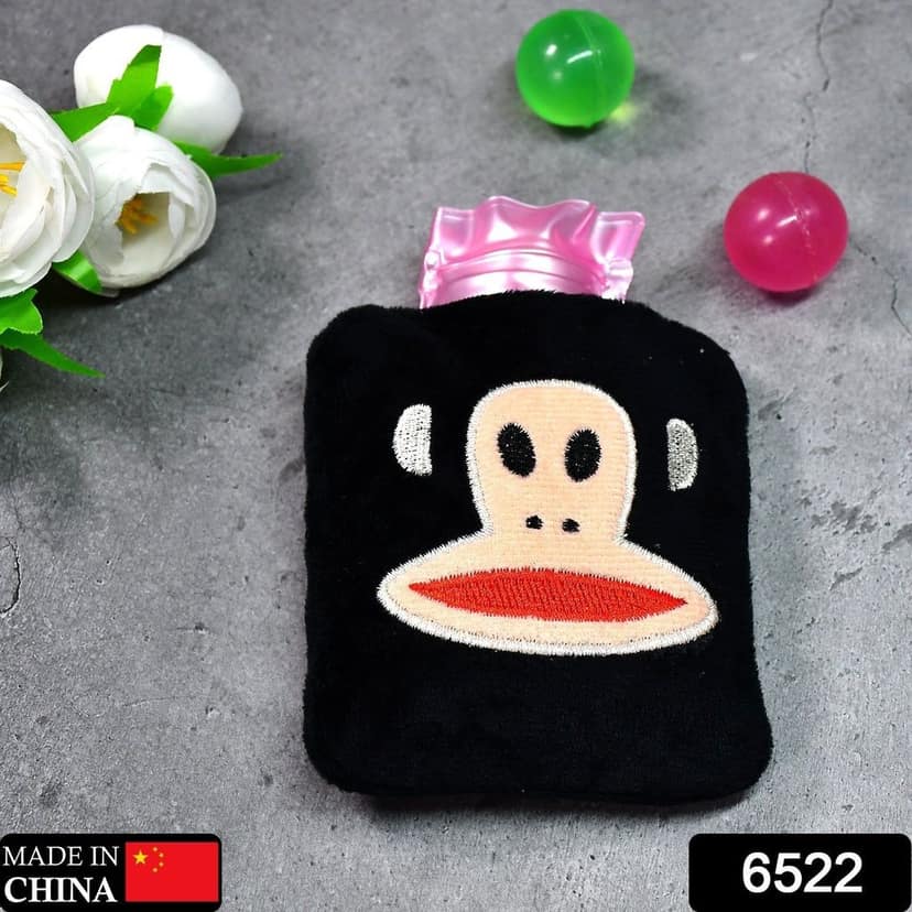 Black Small Hot Water Bag with Cover for Pain Relief view 2