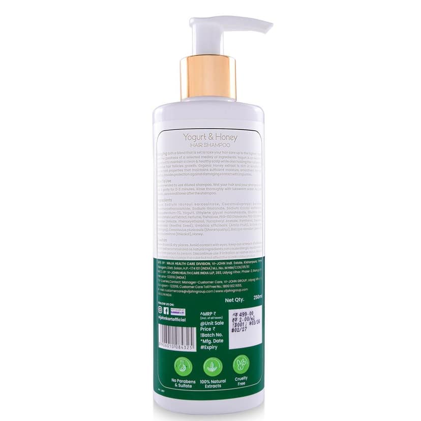 VI-JOHN PRAKRITIK Yogurt & Honey Shampoo Cleanses Scalp, Made With 100% Natural Bio Actives (250 ml) view 2