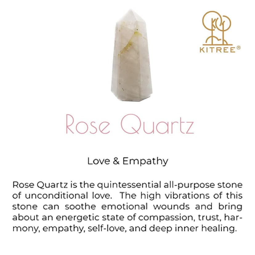 KITREE Natural Rose Quartz Crystal Wand Obelisk Tower (Size 6 CM Height, 3 CM Length) (Color Pink) view 2