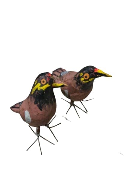 Hand-Painted Myna Bird Figurines Set of 2 for Home Decor view 2