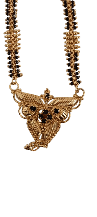 22K Gold Plated Mangalsutra Traditional Indian Black Beads Chain Necklace for Women view 2