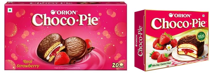 Orion Strawberry Choco Pie (12 Pies), Centre, Filled Chocolate Biscuit & Choco Pie, Chocolate Coated Biscuit, Chocolate Gift Pack, 560 G