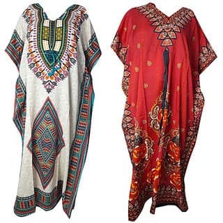 Ukal Combo Pack of 2 Women's Kaftan Dress Cover Up Nightwear Nighty Gown V-Neck Dress