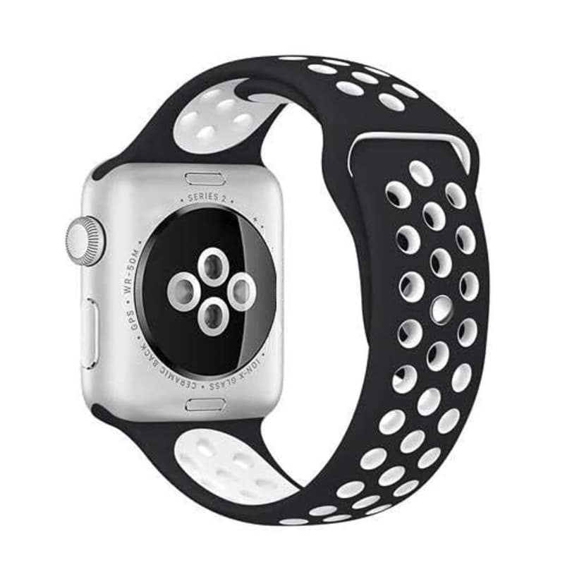 Exelent Sports Band Soft Silicone Sport Wristband Compatible with Watch Bands 42mm 44mm & 45mm Soft Silicone Strap Black & White view 2