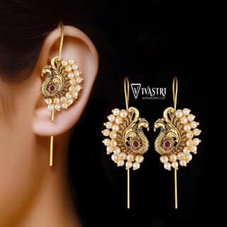 Vivastri Latest Fancy Alloy Gold Plated Ear cuff Earrings for Women & Girls [VIVA2646ERG-RED]
