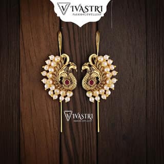 Vivastri Latest Fancy Alloy Gold Plated Ear cuff Earrings for Women & Girls [VIVA2646ERG-RED] view 2