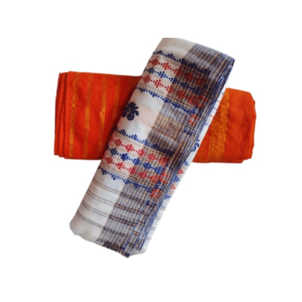 This is a Mekhela Chador built from ethinic Handmade cotton silk and is a symbol of Assamese traditional culture. view 2
