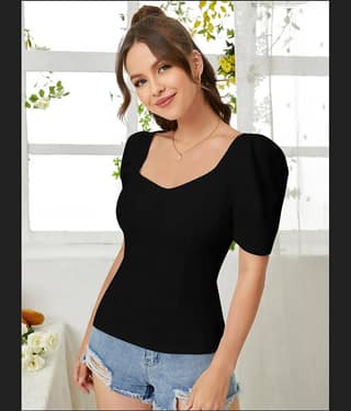 Dream Beauty Fashion Women's Polyester Regular Top ( Black )