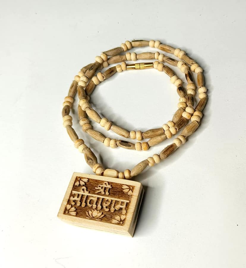 100% Original Tulsi Shri Ram Locket Tulsi Necklace Chain-Tulsi Chain / Wood Chain / Necklace Wooden Mala/ view 2
