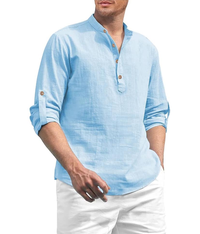 Vida Loca Turquoise Cotton Blend Men's Shirt Style Kurta ( Pack of 1 )