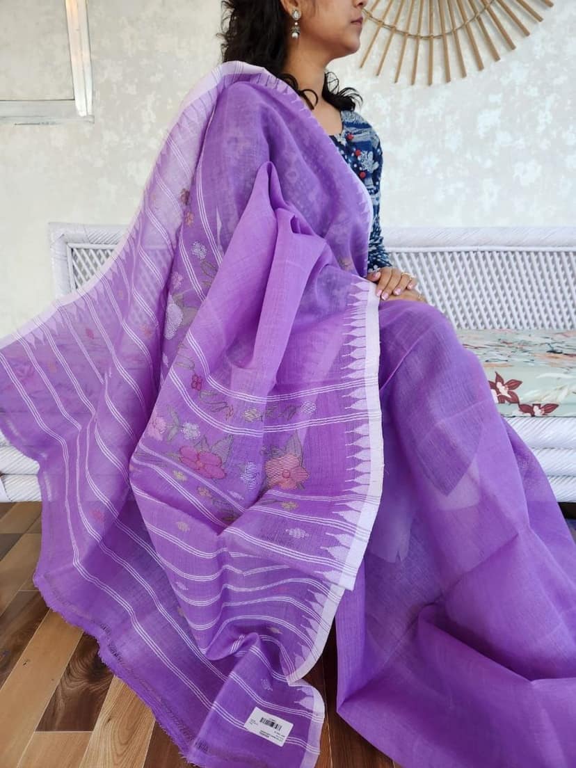 Cotton Moinrangphee Saree view 2