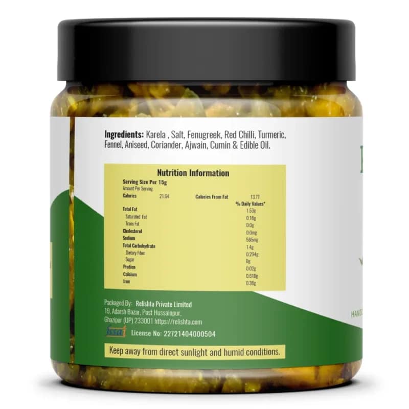 Relishta Karela Pickle Handcrafted Traditional Pickle Authentic Indian Taste 250 g view 2
