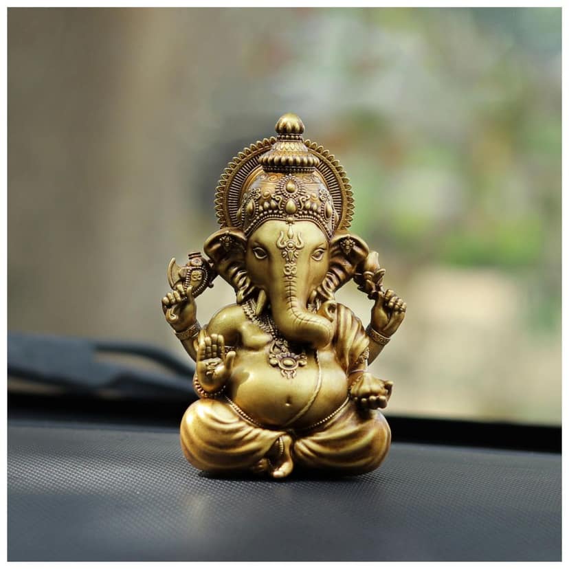 Artarium Car Dashboard Resin Vighnaharta Ganesha Idol Home Decor Item Ganesh Murti Statue for Gift Antique (Pack-1) view 2