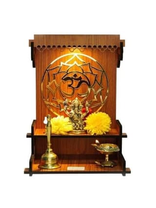 Maa Kripa Art And Craft - Wooden Pooja Mandir for Home | Wall Mounted Wooden God Temple with LED | Solid Wood Home Temple (Height: 27, DIY(Do-It-Yourself))
