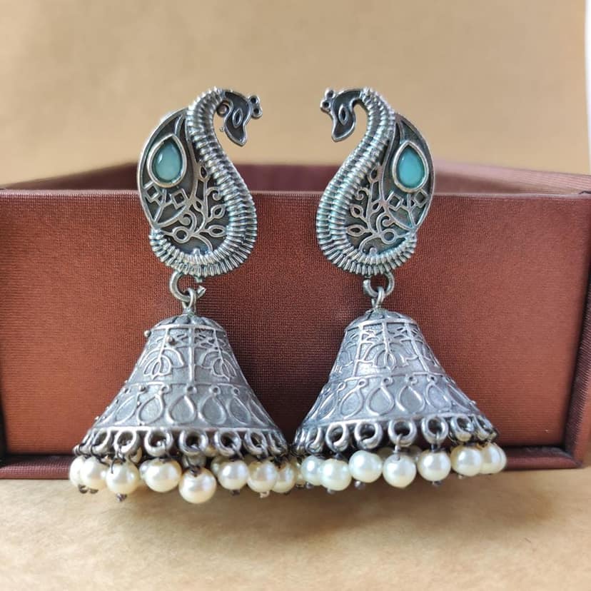 Trendy Silver Look Alike Oxidized Big Jhumka Earring For Women And Girls view 2