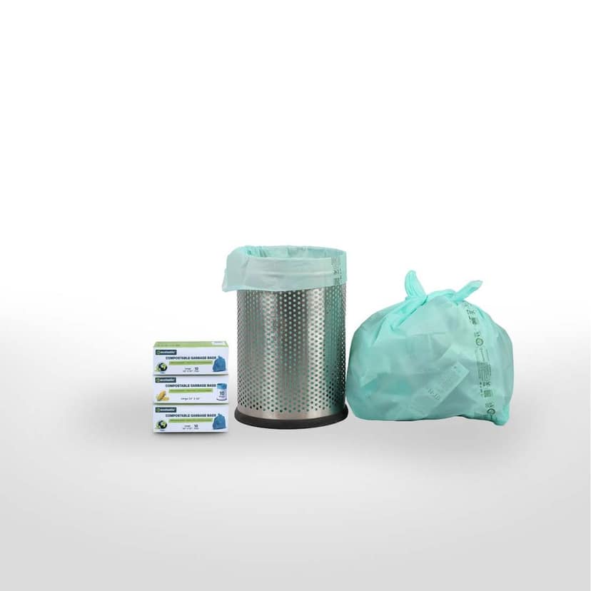 Ecolastic 100% Compostable & Eco-friendly Garbage Bags I LARGE (24 x 30 in.) I 30 bags I Pack of 3 I Capacity 80L I Green Colour view 2