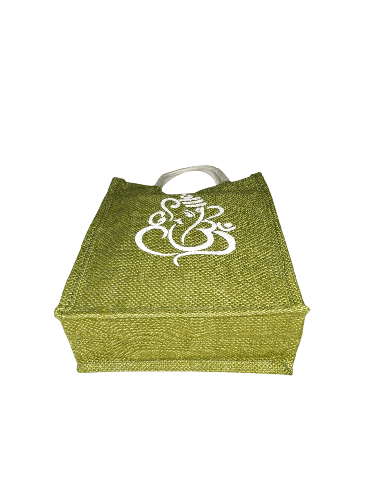 SS Eco-Life Pack of 10 Eco-Friendly Jute Return Gift Bags with Ganesh Print | Rope Handle | Velcro Closure | Reusable Thamboolam Bags for Pooja, Wedding & Festive Gifting view 2