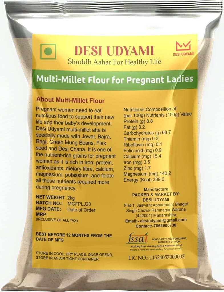 Desi Udyami's Multi-Millet Flour – Nutrition-Rich Superfood for Pregnancy 2 Kg (pack of 2) view 2