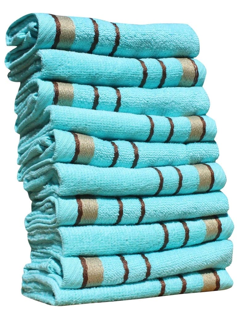 Mandhania Bitra 450 GSM Preimium Cotton Super Absorbent, Antibacterial Treatment Face Towels, 10x10 in Pack of 10 - Mint view 2