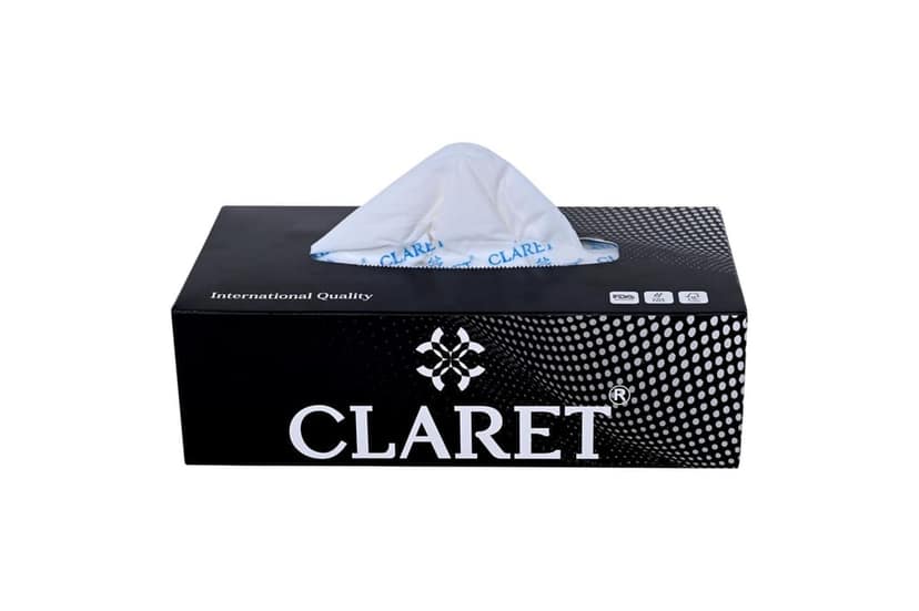Claret Facial Tissue Box - 2 Ply, 100 Pulls, Black, Versatile & Hygienic, Pack of 3, Daily Use for Men and Women, Soft & Multipurpose Tissues view 2