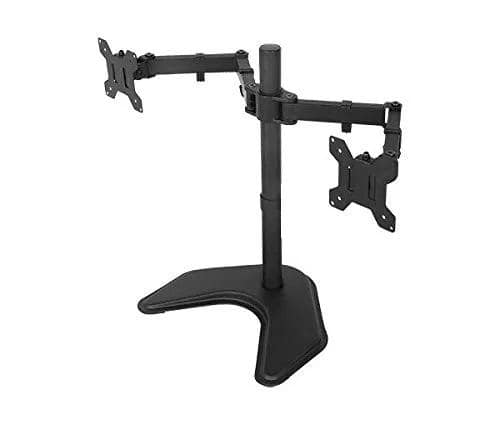 Dual Monitor LED Desk Stand Freestanding Horizontal Leg Mount for 2 Screens up to 27"(68.58cm) Heavy Duty Steel Base view 2