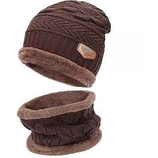 Winter Woolen Beanie Cap/Hat Neck Muffler Warmer Scarf Cap for Men Women view 2