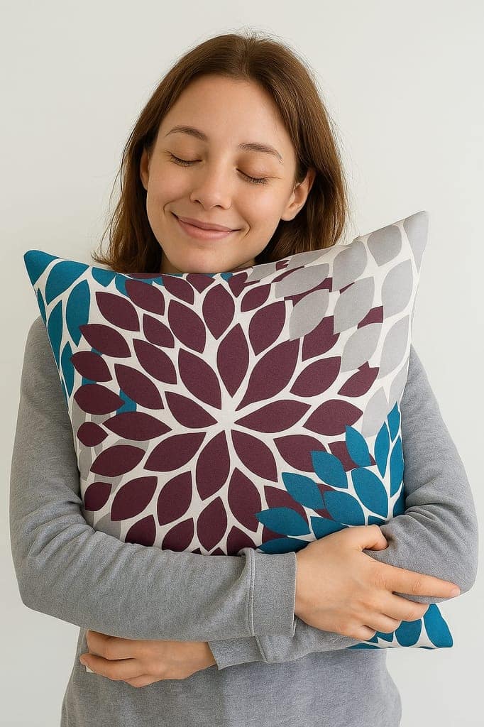 Burgundy Teal Floral Lumbar Pillow - Decorative Accent view 2