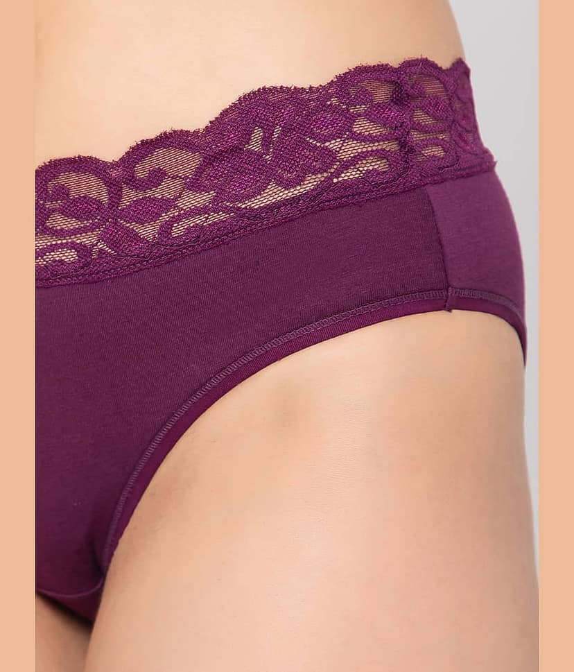 Clovia Cotton Self Design Women's Hipster ( Purple ) view 2