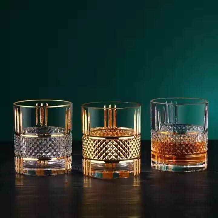 Crystal Square Whiskey Glass Clear Heavy Base Rocks Barware Glasses Diamond for Scotch, Brandy Glass and Cocktail Drinks for Wine, Beer, Party 310 Ml