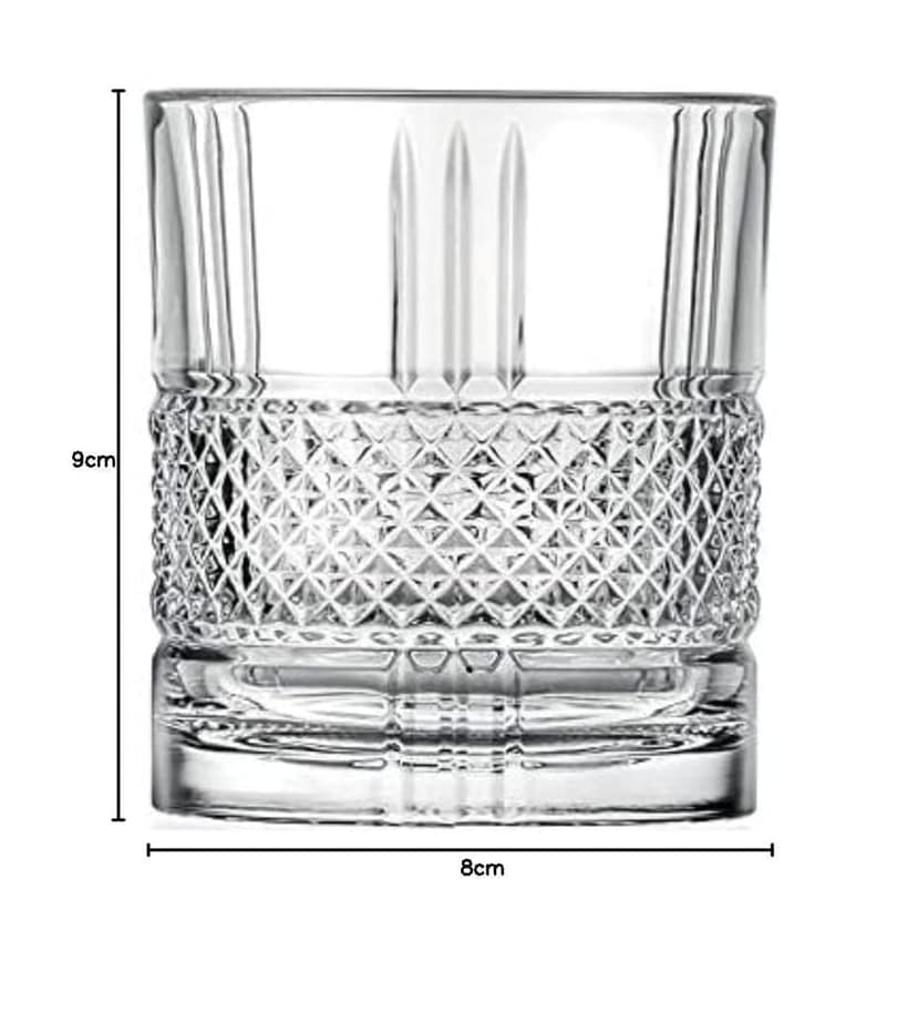 Crystal Square Whiskey Glass Clear Heavy Base Rocks Barware Glasses Diamond for Scotch, Brandy Glass and Cocktail Drinks for Wine, Beer, Party 310 Ml view 2
