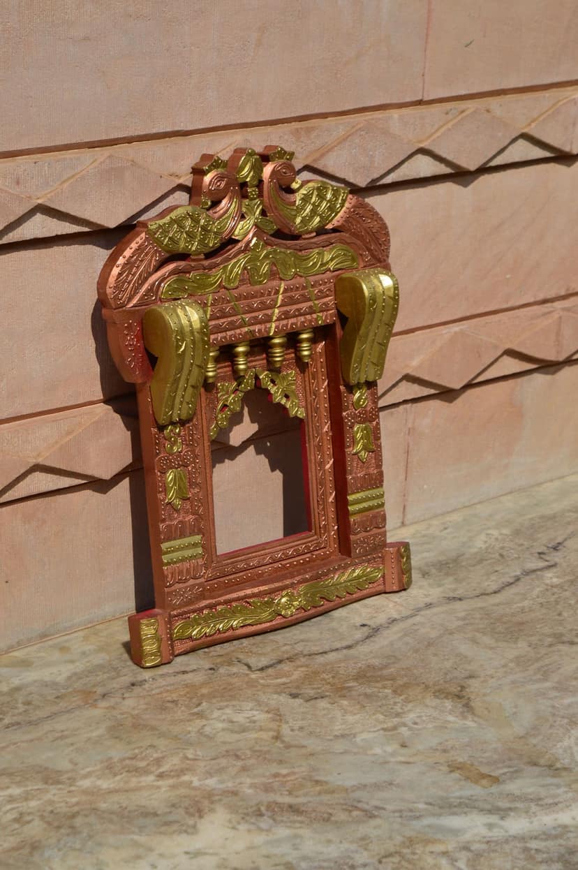 Nikhil Art Handcrafted Wooden Jharokha Traditional Peacock Design For Wall Decor & Living Room view 2