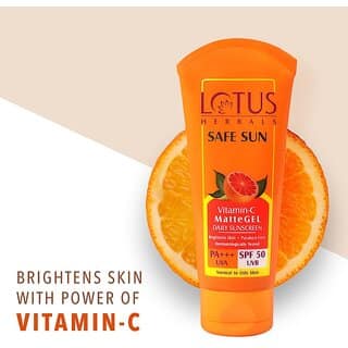 Lotus Herbals Safe Sun Vitamin C Matte Gel Daily Sunscreen SPF 50 PA+++ Dermatologically Tested 100g