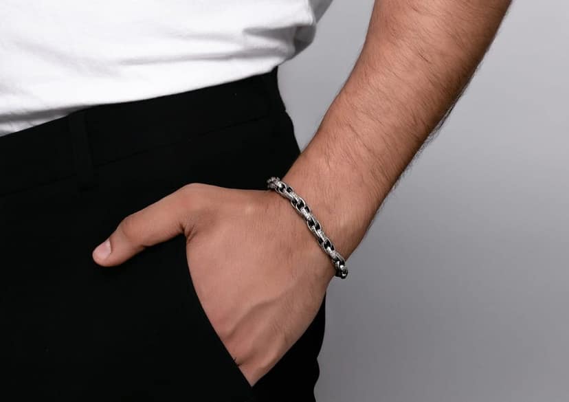 Cosmic Chant Oxidised Silver Bracelet view 2