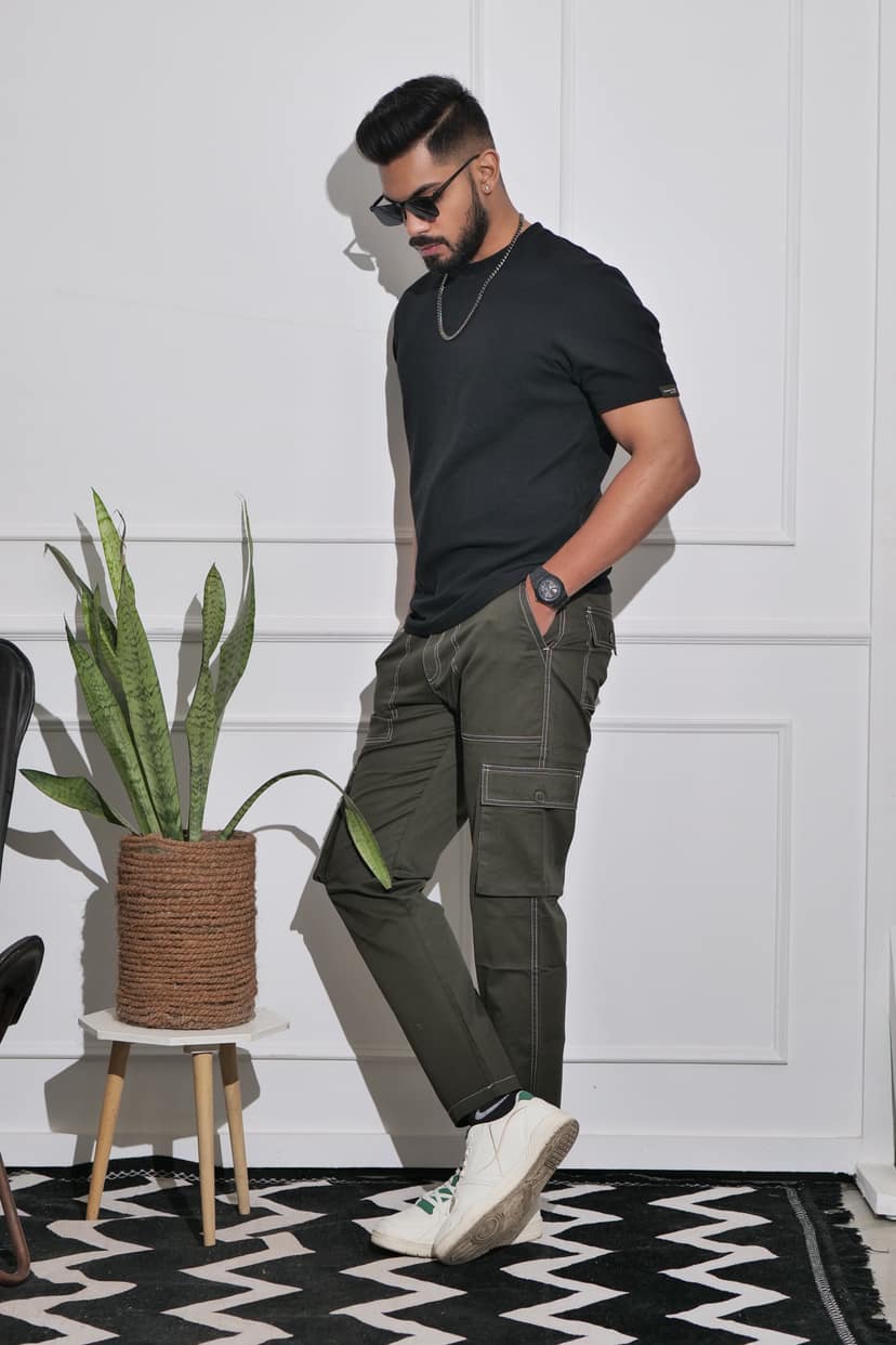 Men's Olive Premium Cargo Joggers view 2