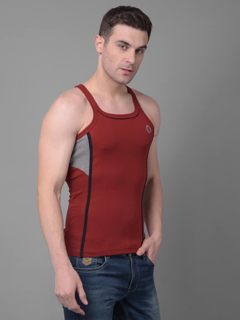 Men's Assorted Pack of 4 Solid Combed Cotton Racerback Styled Gym Vest view 2