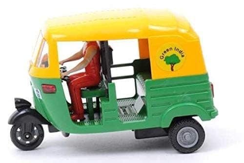 Pull Back Plastic Auto Rickshaw Toy| Wonderfull Design & Bold Look |Soft Edges Miniature Scaled Models for Kids Fun (Pack of 1) view 2