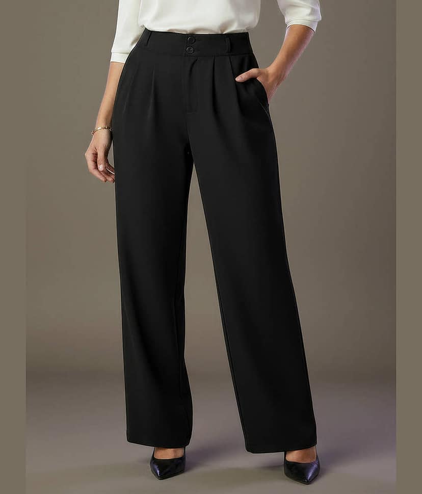 Addyvero Women Polyester Casual Trousers ( Black )