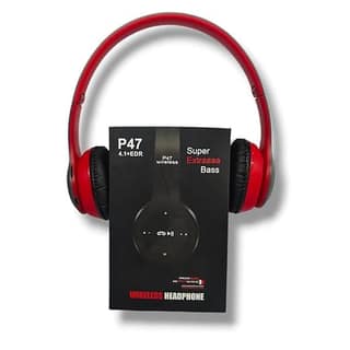 P47 Wireless Bluetooth Headphone with Mic | Foldable Stereo Over-Ear Headset | Deep Bass | TF Card & FM Support | AUX Mode | Universal Compatible