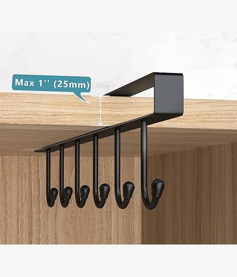 6 Hooks Hanger Door Cabinet Hook Ceiling Mounted Hanger Hook Rack Clothe Hanger Hook Tie Hanger Hook Kitchen Cabinet Clothes Home Storage Hanger